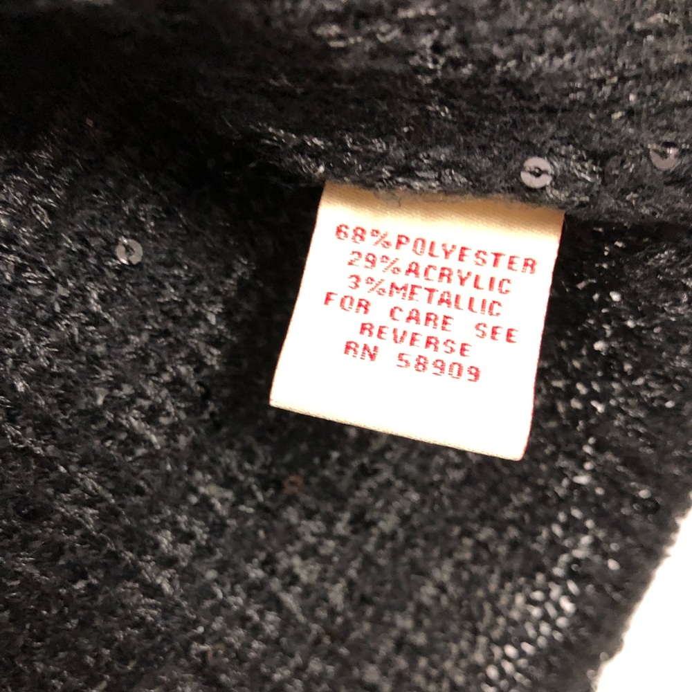 EUC ✅ Reba Sequined Black Open Weave Sweater Large - Picture 3 of 7